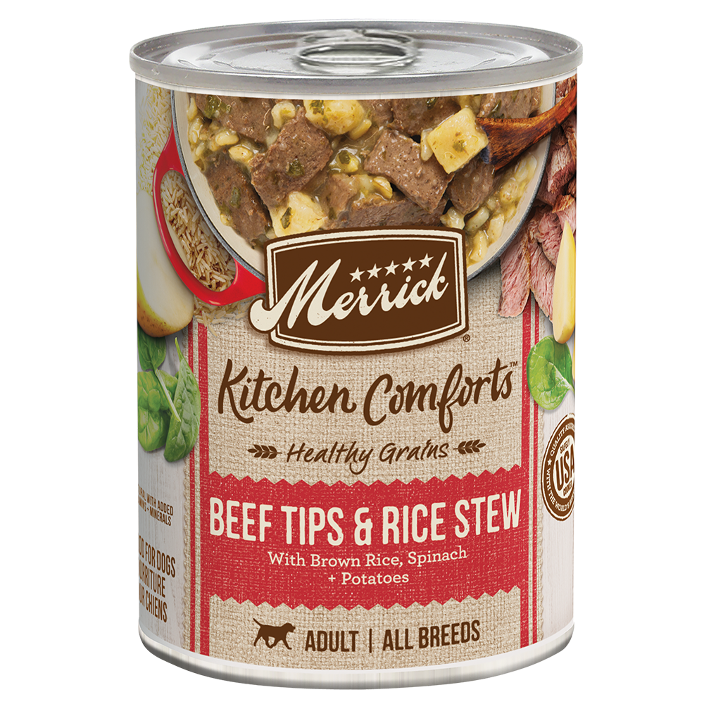 Kitchen Comforts Beef Tips Rice Stew Wet Dog Food Merrick Pet Care