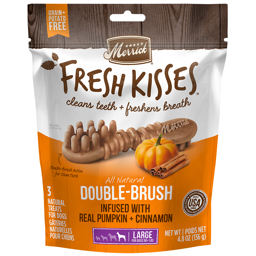 Fresh Kisses Pumpkin Large Dog Dental Treats Merrick Pet Care