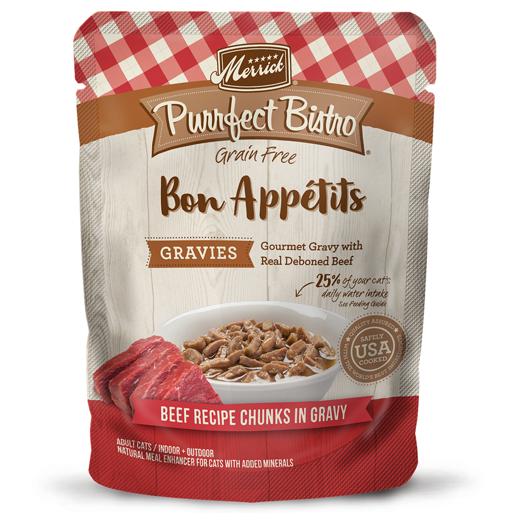 Purrfect Bistro Beef Chunks Gravy Cat Food Topper Merrick Pet Care