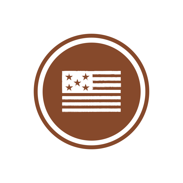 A brown circle with white stars and stripes on it