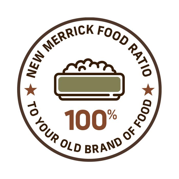 New Merrick Food Ratio 100% to your old brand of food