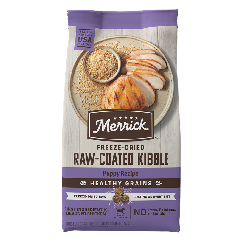 Healthy Grains Freeze-dried Raw-coated Kibble Puppy Recipe - Front of bag