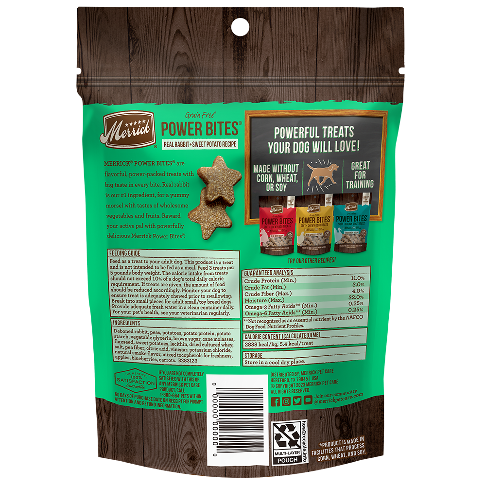 Power Bites Real Rabbit & Sweet Potato Dog Treats 