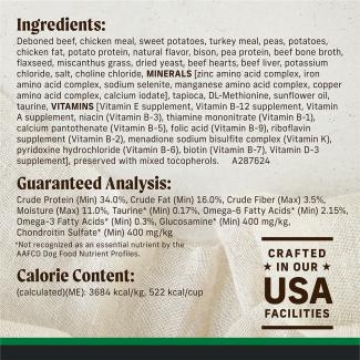 Ingredients, guaranteed analysis, calorie content